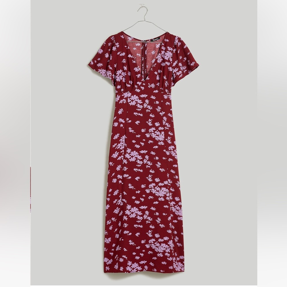 Madewell V-Neck Flutter-Sleeve Midi Dress - Picture 5 of 6